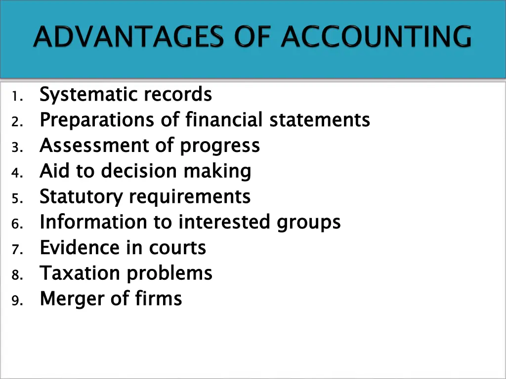 1 systematic records 2 preparations of financial