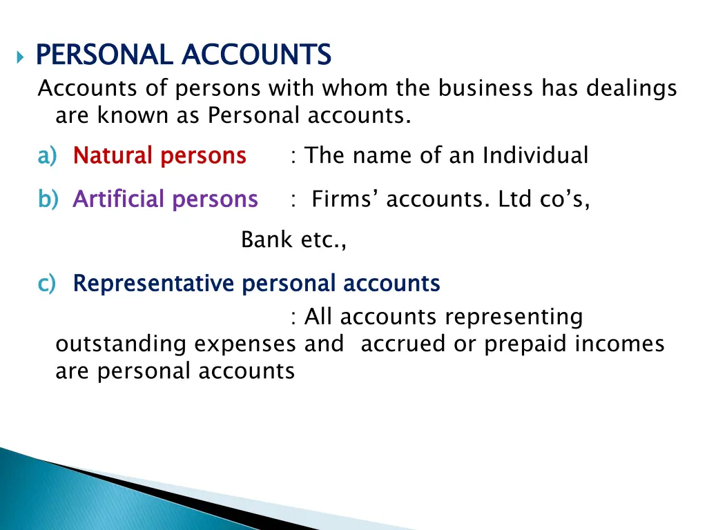 personal accounts accounts of persons with whom