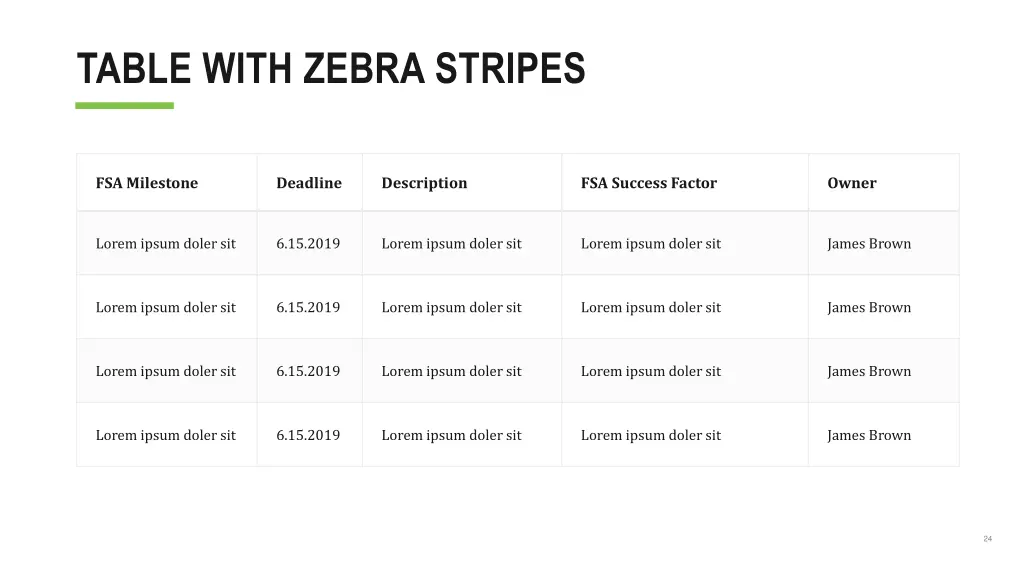 table with zebra stripes