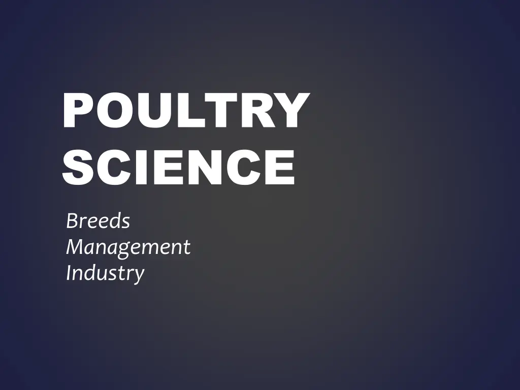 poultry science 1