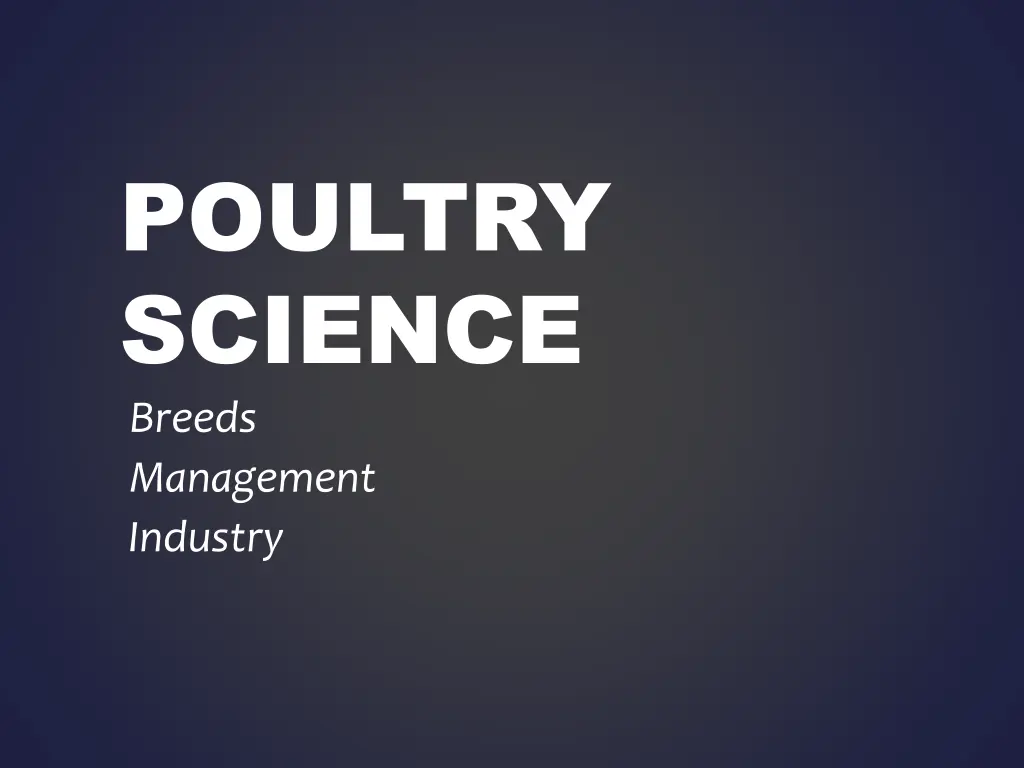 poultry science breeds management industry