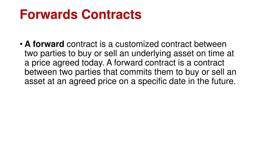 forwards contracts