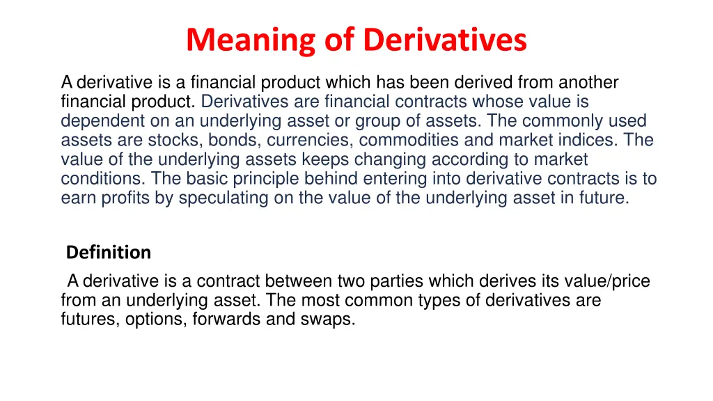 meaning of derivatives