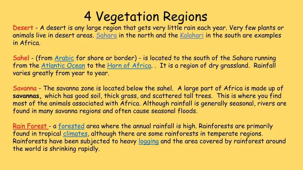 4 vegetation regions