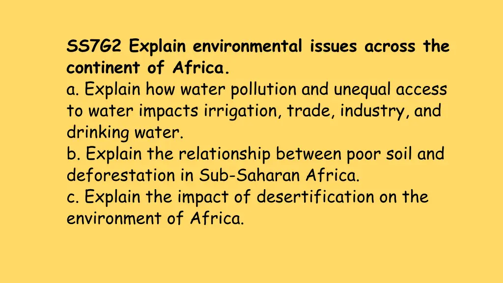 ss7g2 explain environmental issues across