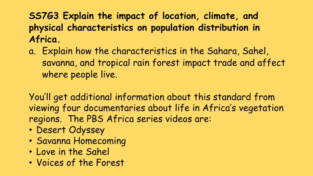 ss7g3 explain the impact of location climate