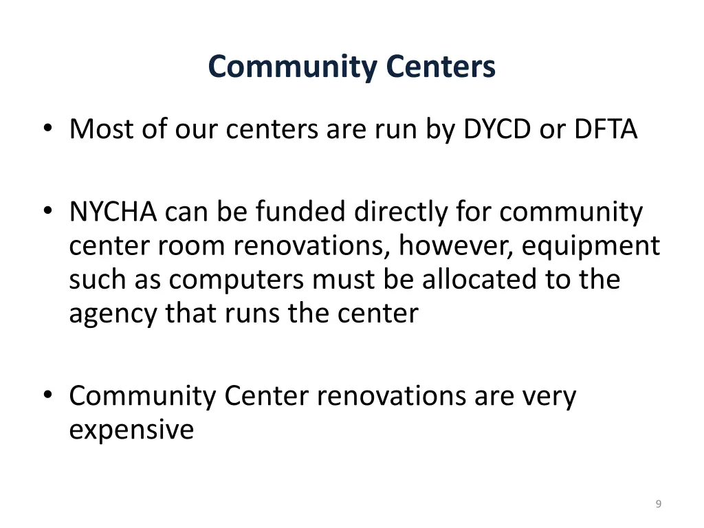 community centers