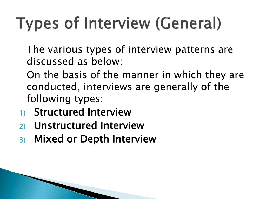 the various types of interview patterns