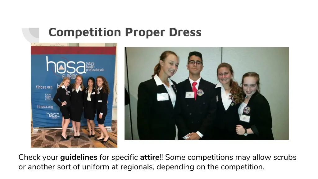 competition proper dress