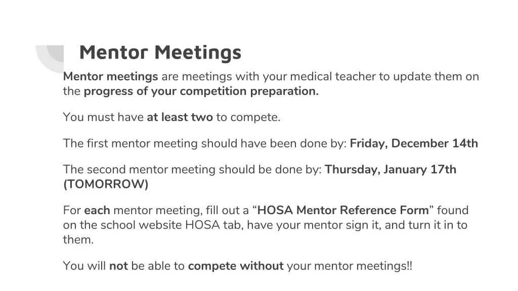 mentor meetings mentor meetings are meetings with