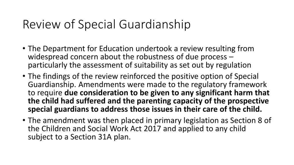 review of special guardianship