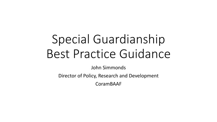 special guardianship best practice guidance