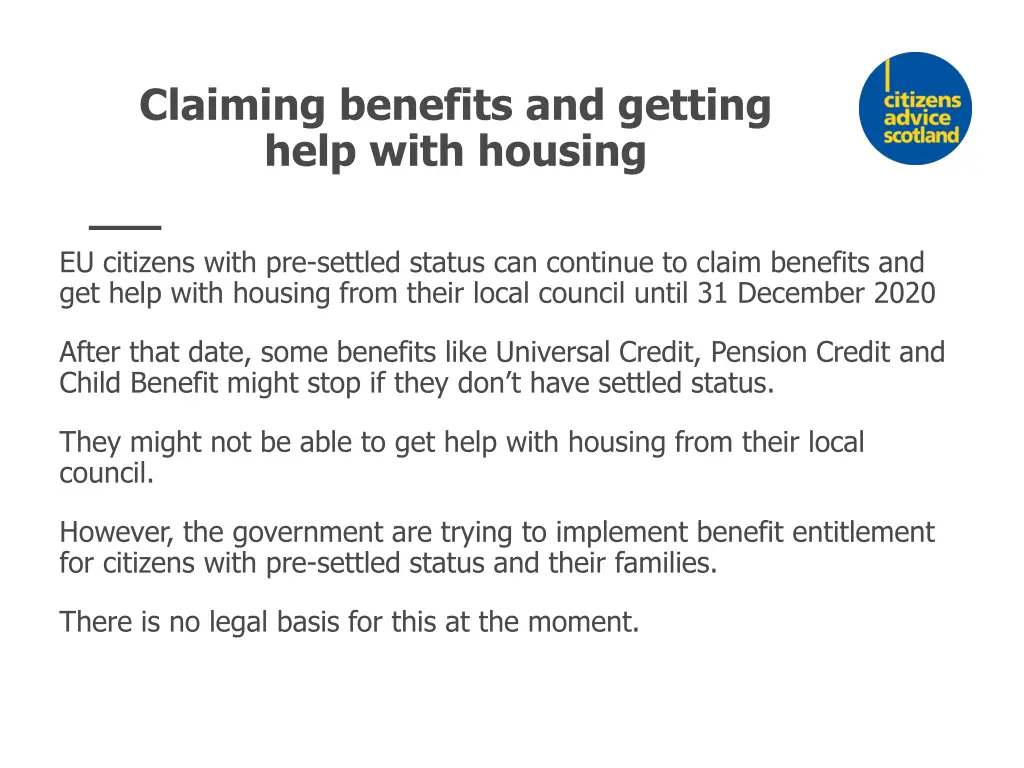 claiming benefits and getting help with housing