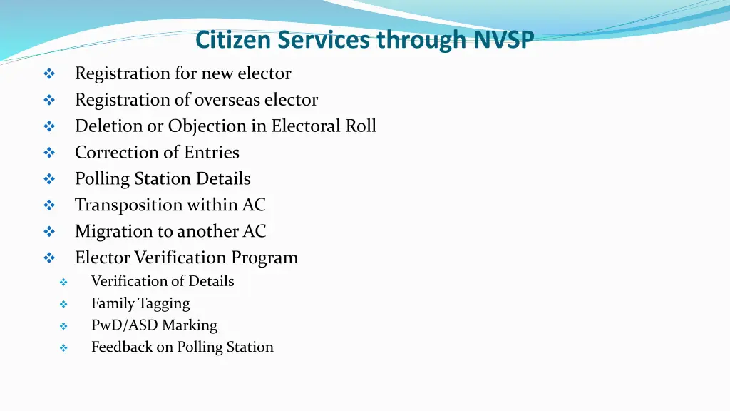 citizen services through nvsp 1