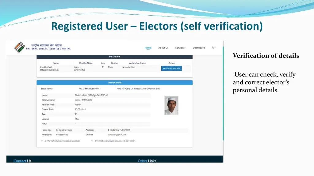 registered user electors self verification