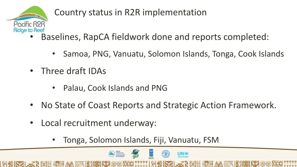 country status in r2r implementation