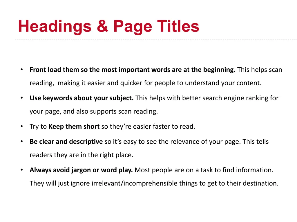 headings page titles 1