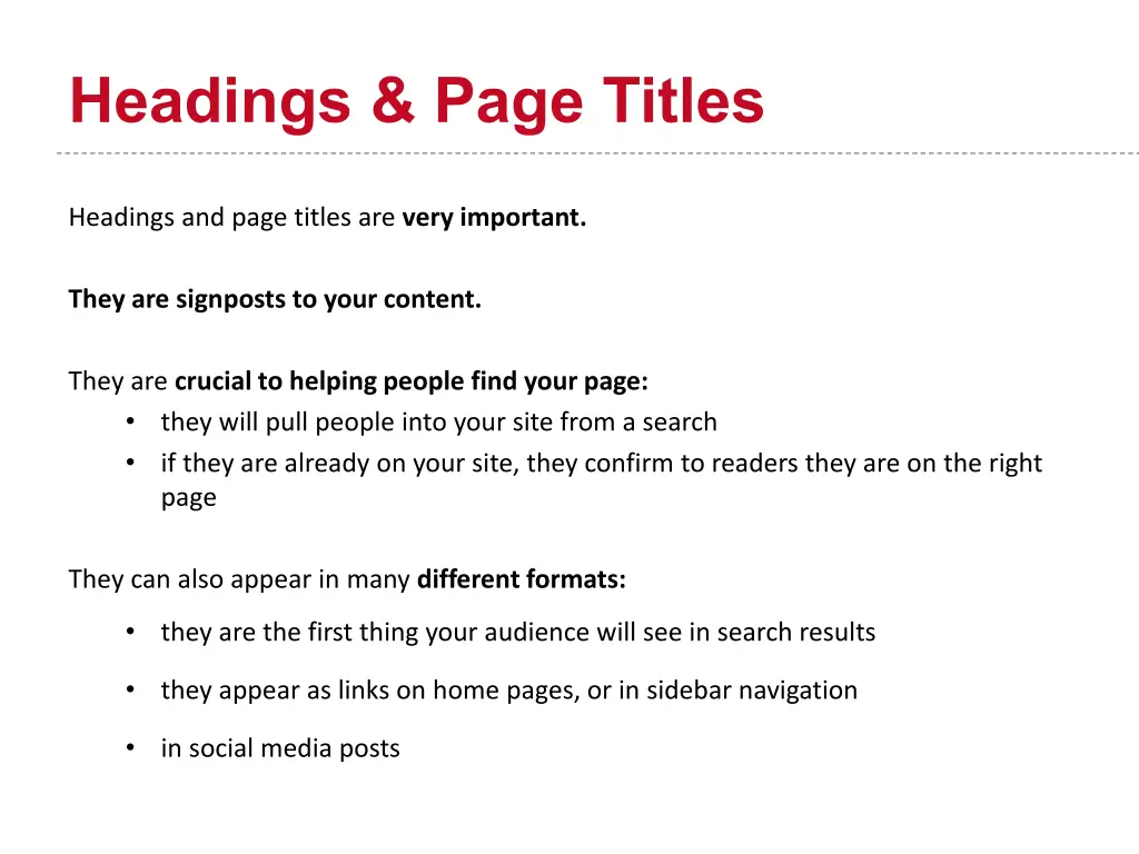 headings page titles