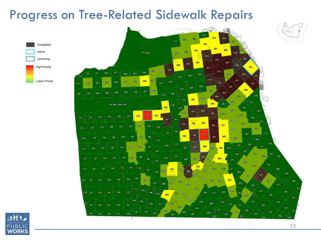 progress on tree related sidewalk repairs