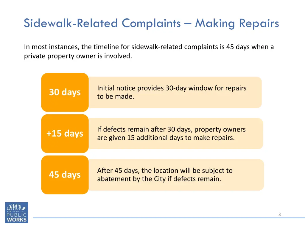 sidewalk related complaints making repairs