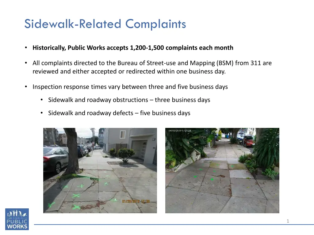 sidewalk related complaints