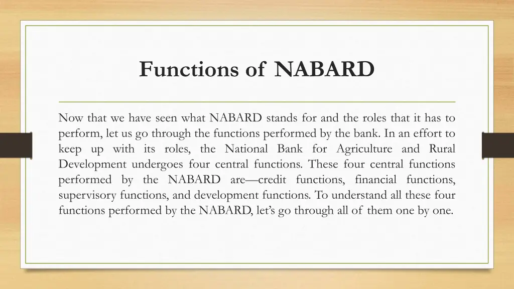 functions of nabard