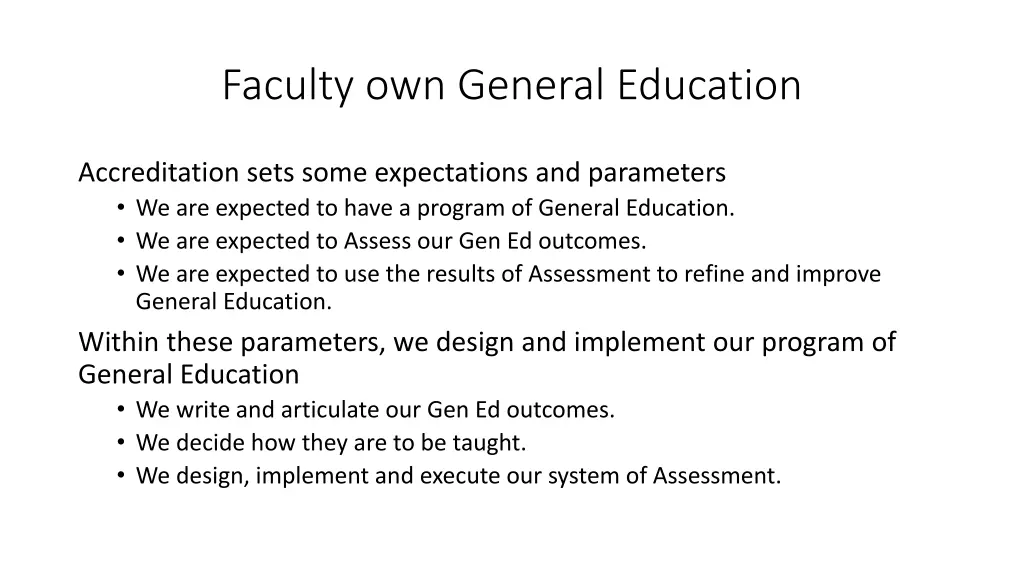 faculty own general education