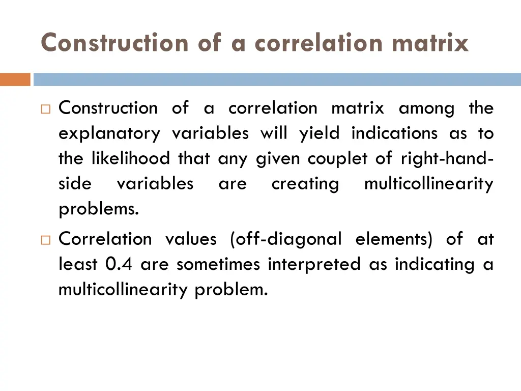 construction of a correlation matrix