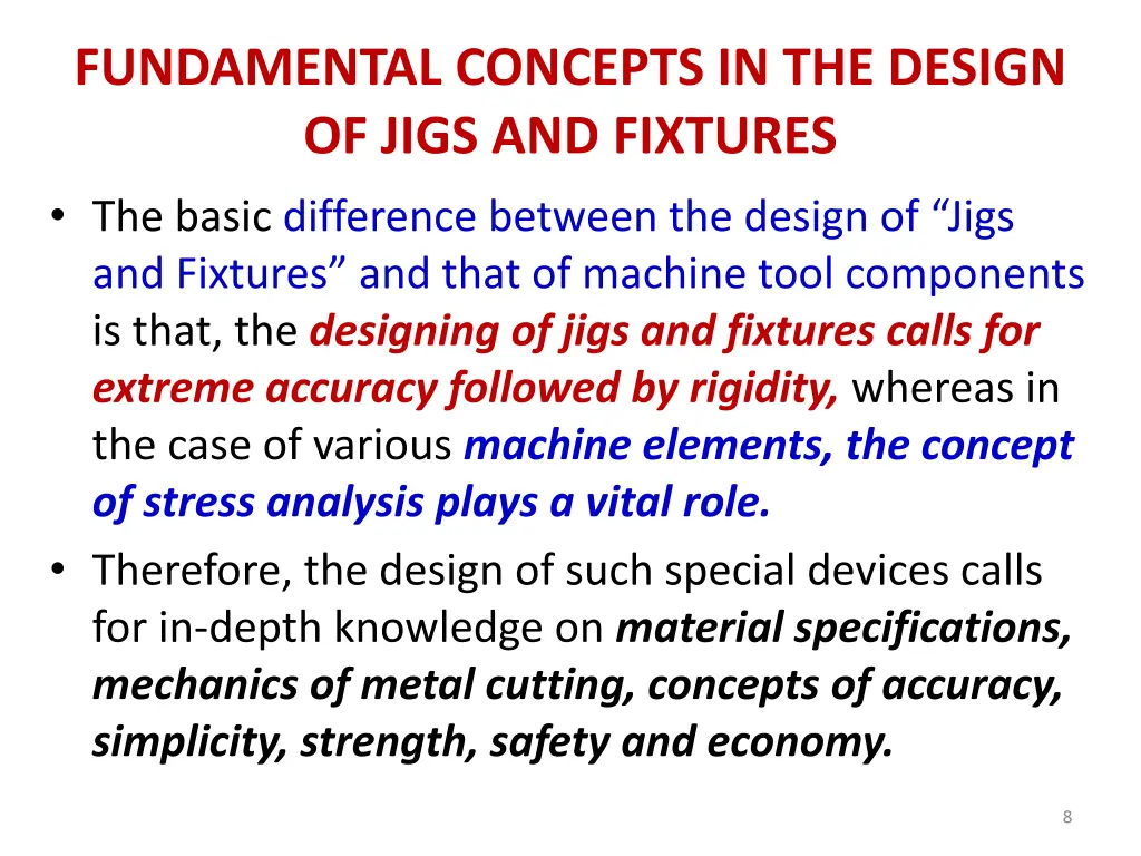 fundamental concepts in the design of jigs