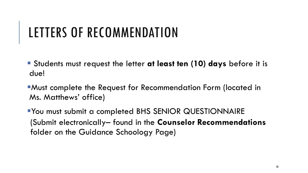 letters of recommendation