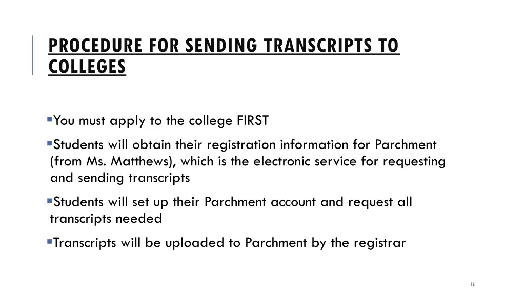 procedure for sending transcripts to colleges