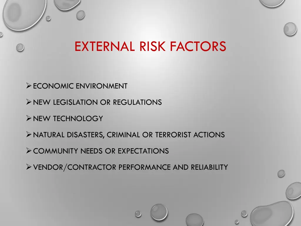 external risk factors