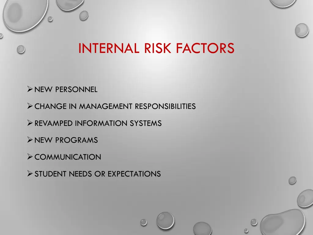 internal risk factors