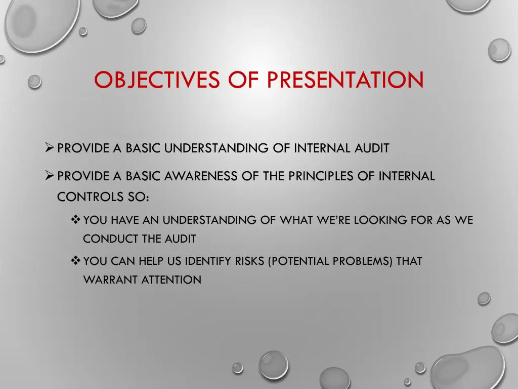 objectives of presentation