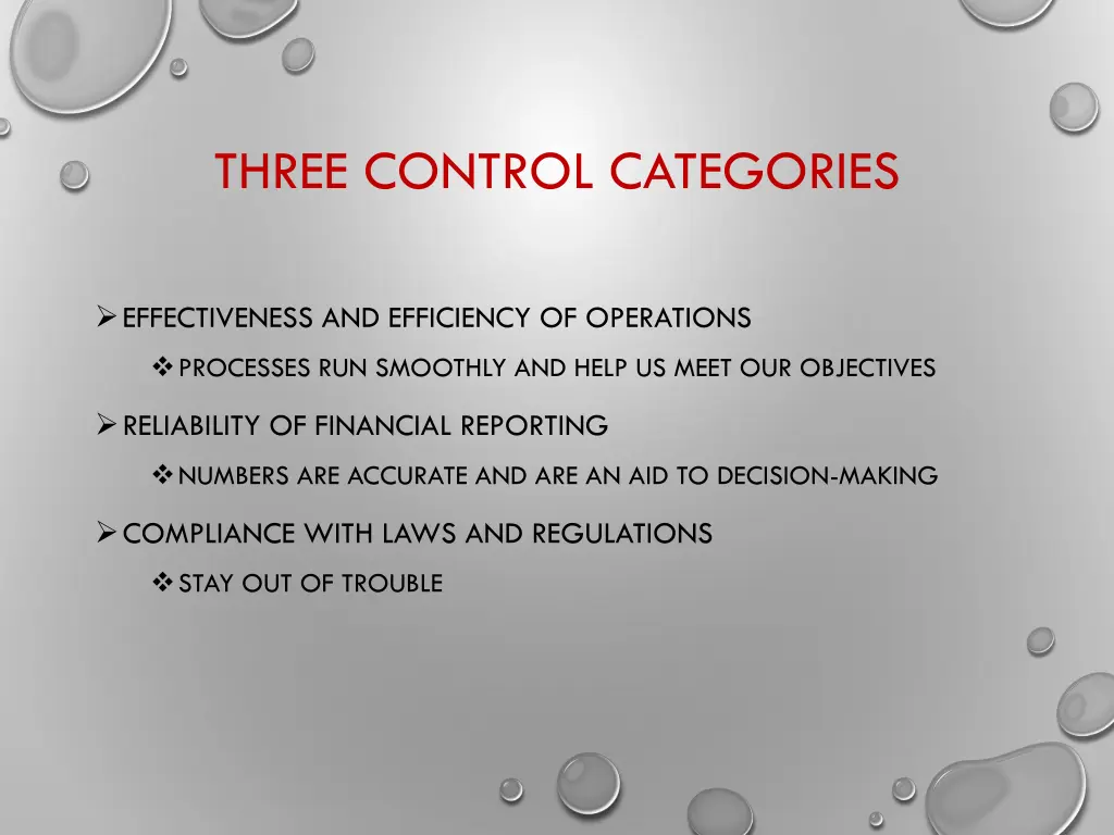 three control categories