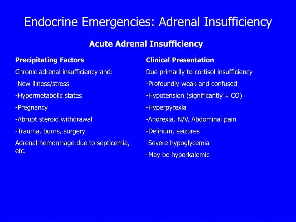 endocrine emergencies adrenal insufficiency 2