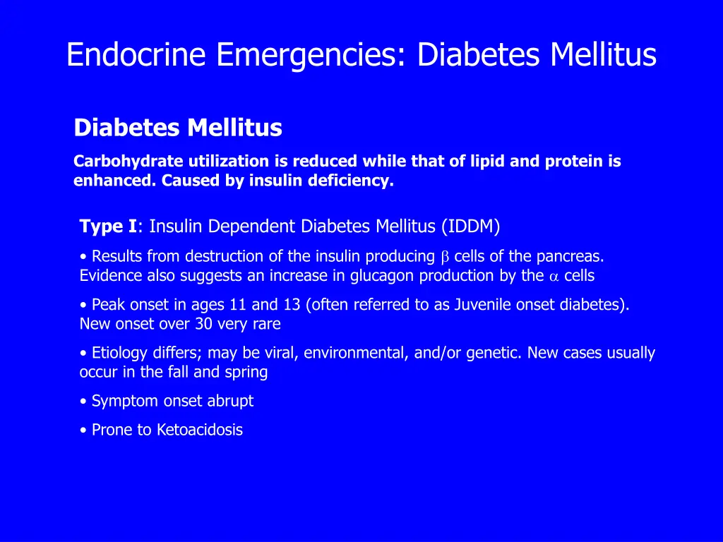 endocrine emergencies diabetes mellitus