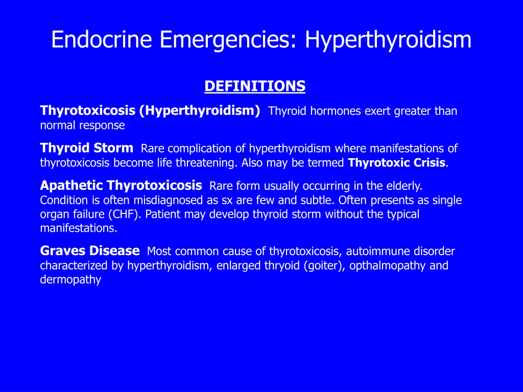 endocrine emergencies hyperthyroidism