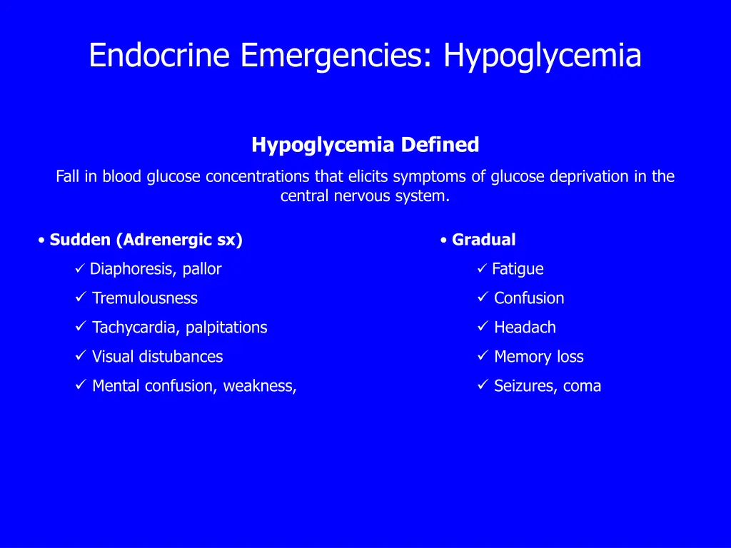 endocrine emergencies hypoglycemia