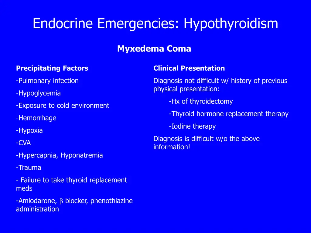 endocrine emergencies hypothyroidism 3