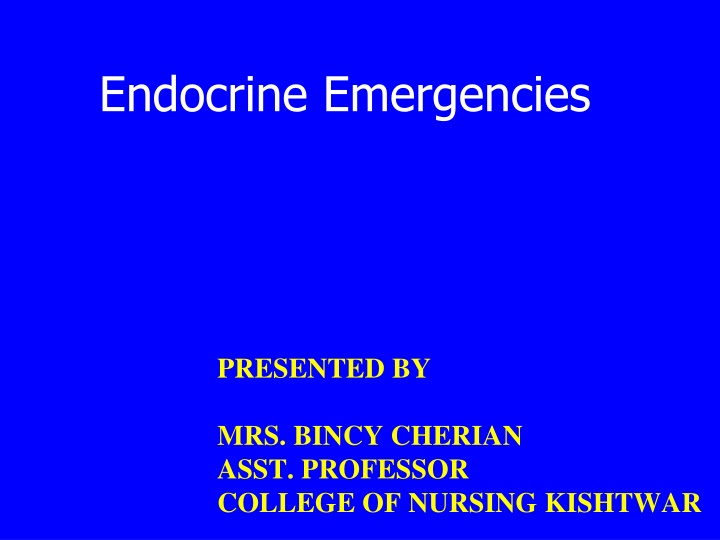 endocrine emergencies