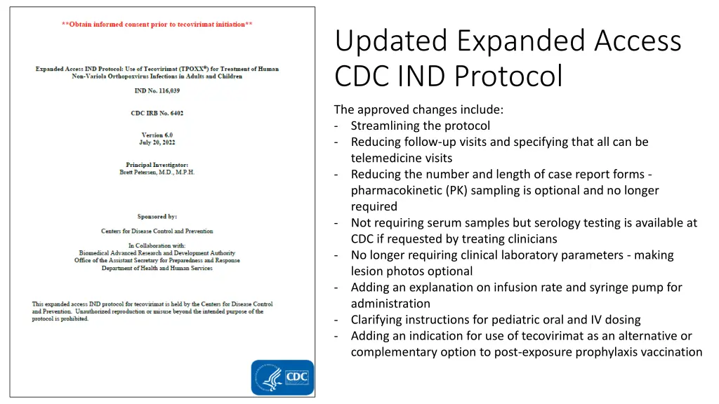 updated expanded access cdc ind protocol