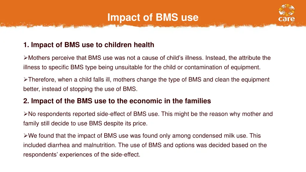 impact of bms use