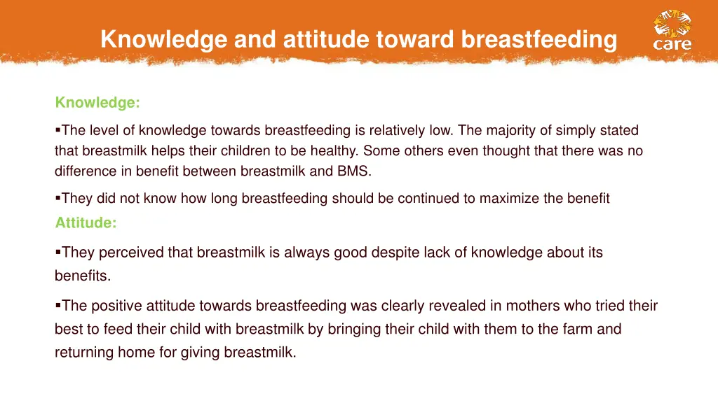 knowledge and attitude toward breastfeeding