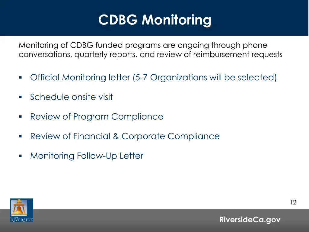 cdbg application process cdbg monitoring