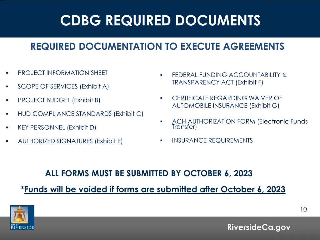 cdbg required documents