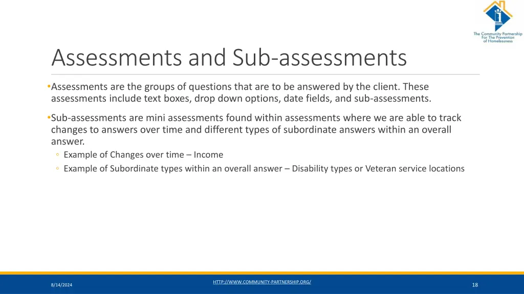 assessments and sub assessments