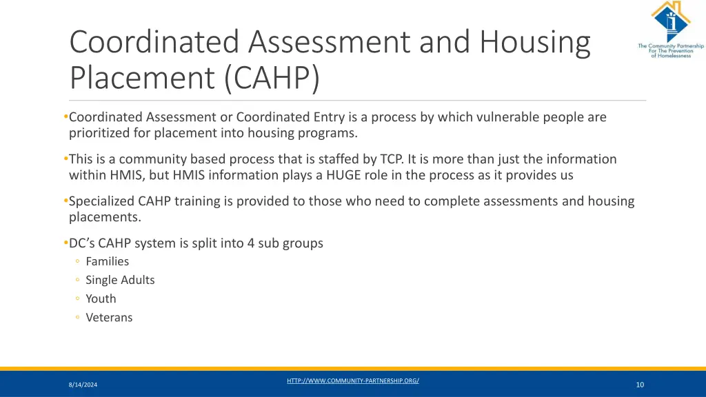 coordinated assessment and housing placement cahp