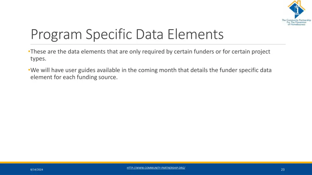 program specific data elements