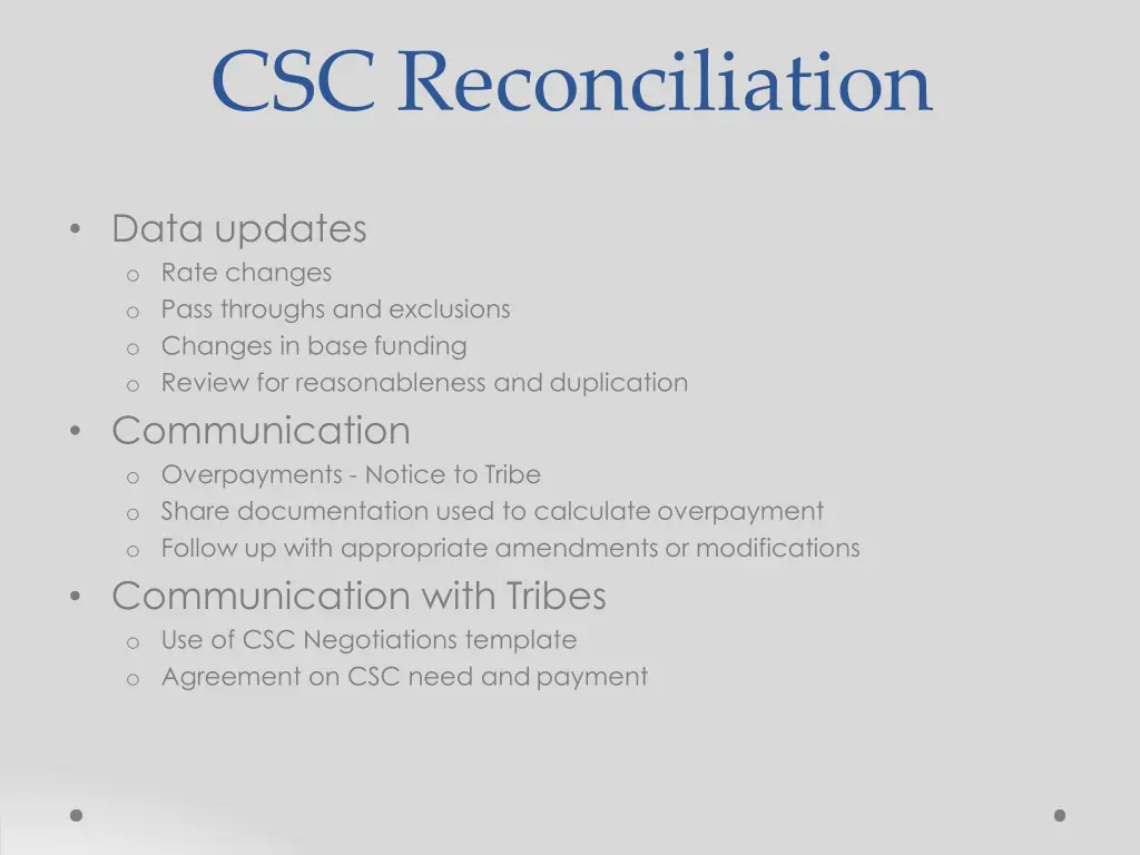 csc reconciliation